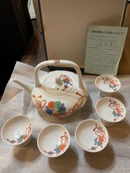 有田燒藍點禮盒組-日本製  1壺5杯 沖茶壺 泡茶 喝茶 清酒杯 禮盒