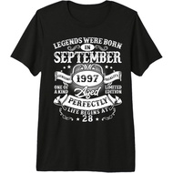 Legend Born In September 1997 Premium Vintage T-Shirt For Men 28th Anniversary Birthday