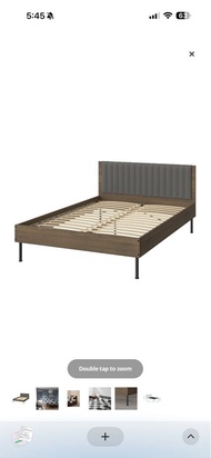 非常新淨 用唔夠兩年 IKEA BRUKSVARA 床架, 褐色, 特大雙人 