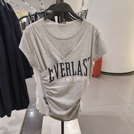 Hàn Quốc mới Zaraˉ Áo khoác áo phông nữ ngực màu trơn cho nữ áo Phông Ngắn Tay Cổ Tròn Dễ phối 0264