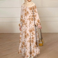 2026 New Hari Raya Design Muslim Women Fashion Bohemian Retro Style Comfortable Breathable Printed L