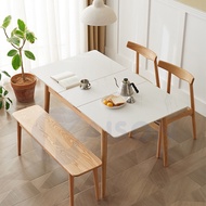 HDB Extendable Dining Table All Solid Wood Table Sintered Stone Dining Table Set Long Table Marble Table BTO Fold