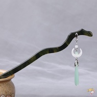 Vintage Tassel Wood Hair Pin Ebony Wood Classical Style Hair Chopsticks for Han Costume Cheongsam