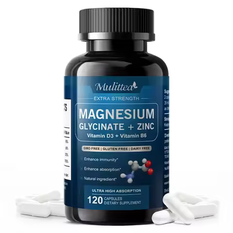 Mulittea Magnesium Glycinate + Zinc with Vitamin D3 & B6 | Extra Strength for Immunity, Energy & Sle
