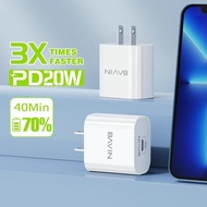 BAVIN PC850 20W PD Super Fast Charger USB-C Port Portable Size Adapter Wall Charger for iPhone VIVO Y15 Y20i Y15S Y16 Y22S Y02S Y02A Infinix Hot 30i Tecno OPPO A5S A16K A17K Realme 6i C11 C15 C33 C55 Samsung A12 M11 M22 A14 Huawei Nova 5T 9SE Y6P Xiaomi