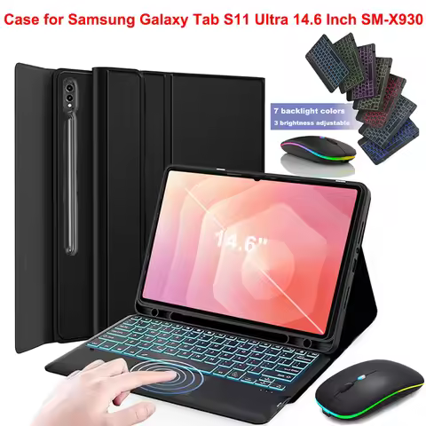 Case for Samsung Galaxy Tab S11 Ultra 14.6 Inch, Detachable Bluetooth Keyboard Cover for Samsung Tab