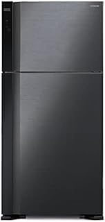 Hitachi R-V690P7MS-BBK 550L 2-Door Fridge, 3 Ticks, Black