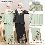 Sulam Baju Kebarung Baju Kurung Moden Hitam Baju Raya Sulam 2024 Front Buttons Breastfeeding Friendly Bridesmaid Kurung