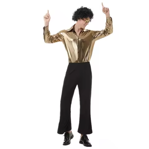 Men Retro 60s 70s Hippie Costume Disco Music Festival Party Dress Up Halloween Cosplay Suit