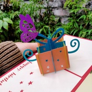 3D embossed paper card happy birthday, gift box - pop up card