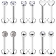 Lcolyoli 16G Tragus Studs Clear Diamond CZ Surgical Steel Cartilage Nail Forward Helix Earring Barbe