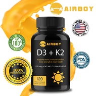 AIRBOY D3 with K2 MK7 Supplement for Heart and Bone Health | Vitamin D & K Complex | 5000 IU Vitamin