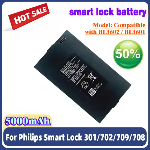 5000mAh for Philips Smart Lock 301/702/709/708 PB3601/PB3604 Battery BL3602