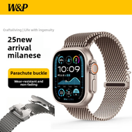 W&P สายนาฬิกาอัจฉริยะ สายโลหะสแตนเลส Ultra 2 Milan iWatch S10/9/8/7/6/5/SEWP เข็มกลัดแม่เหล็กโลหะ P