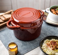 【จัดส่งภายใน 24 ชม】23cm Double Enameled Cast Iron Dutch Oven Pot with Lid ขนาด 23 ซม.เหล็กเคลือบผิวหน้าสองชั้นเหล็กหล่อดัตช์หม้ออบฝา