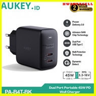 [HWARTZ] Aukey Charger Dual Port Type C 45W GaN Technology PD 3.0 Fast Charging PA-B4T-BK
