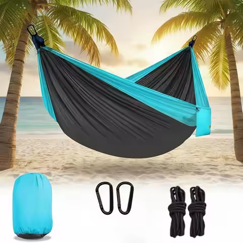 Camping Hammock Single Portable Hammocks with 2 Tree Straps and Attached Carry Bag Great for Outdoor