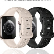 2pcs Men Women With Flower Patterns Watch Octagonal Buckle Ocean Sports Strap Compatible With Apple