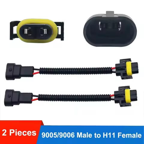 2x 9005 HB3 9006 HB4 To H11 Conversion Connector Wiring Harness Headlight Fog Light Plug 2.5mm Good 