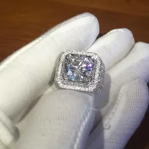 Men's 925 Sterling Silver Ring 2ct Simulated Diamond Engagement Wedding Bands boys Sapphire Jewelry 