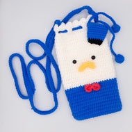 [Made in SG] Handmade Crochet Handphone Pouch Mobile Phone Accessory Sling Bag Gift Cute Drawstring