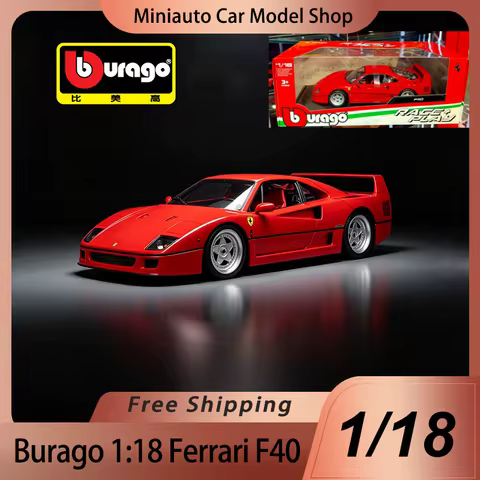 Bburago 1:18 Miniature Ferrari F40 Supercar Alloy Diecast Car Model Toys Collectible Ornament For Ca