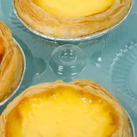 100pcs Transparent Clear Egg Tart Box Disposable Plastic Portuguese Egg Tart Paaging Box No Need To