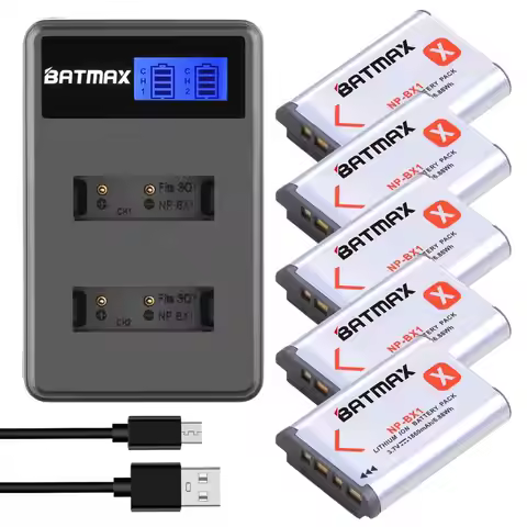 Batmax NP-BX1 battery 1860mAh +LCD Dual Charger For Sony ZV-1F FDR-X3000R RX100 M6 M7 AS100V AS300 H