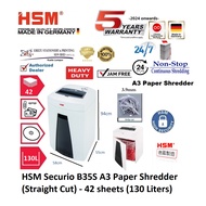 HSM Securio B35 S A3 Paper Shredder (Straight Cut) 5.8 mm - 42 sheets (130 Liters) ( B35S, (non stop