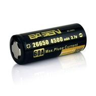 BASEN 26650 3.7V Rechargeable Battery Li-ion Battery 4500mAh 60A (Flat Top)