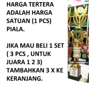 Duplikat Piala Set Trophy Juara 1 2 3 Bahan Marmer Free Desain dan Stiker