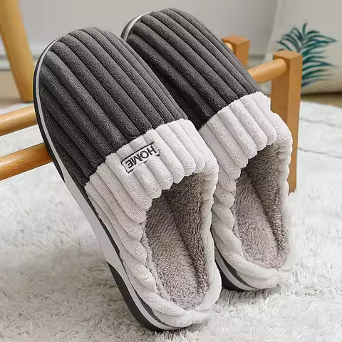 New Big Size 48 49 Men Home Slippers Winter Warm Slipper Couples Comfort Furry Shoes Casual Shoes In