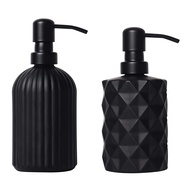 2 Pcs Matte Black 13.5 Oz / 11 Oz Glass Hand Soap Dispenser Set for Bathroom and Kitchen Soap Dispen