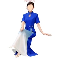 [M-5XL] Long Sleeve Long Cheongsam Dress Woman Plus Size Color Gradient Cheongsam Elegant Cheongsam 