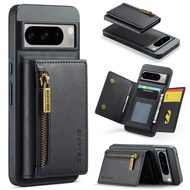 Stock available DG.MING M5 Series Zip RFID Multi Card Detachable Leather Phone Case For Google Pixel