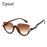 Cyxus แว่นตากันแดด Retro ครึ่งกรอบสำหรับผู้หญิงแฟชั่น Shades Diamond Shades PC กรอบแว่นตา 1079