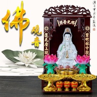 Guanyin Bodhisattva statue ceramic sitting lotus Guanyin statue ornaments depict观音菩萨像陶瓷坐莲观音神像摆件描金古莲南