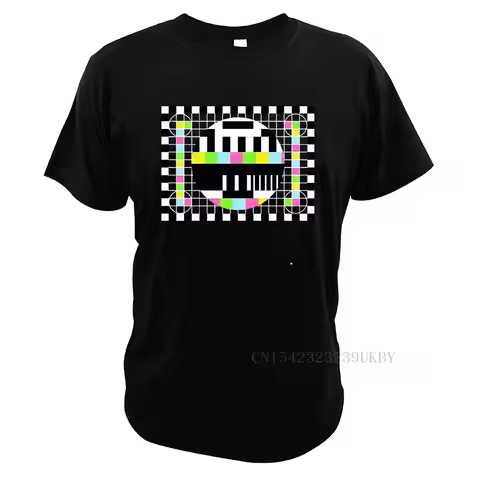 The Big Bang Theory T Shirt Retro TV Test Screen With No Signal TShirt Sheldon Cooper Geek EU Size T