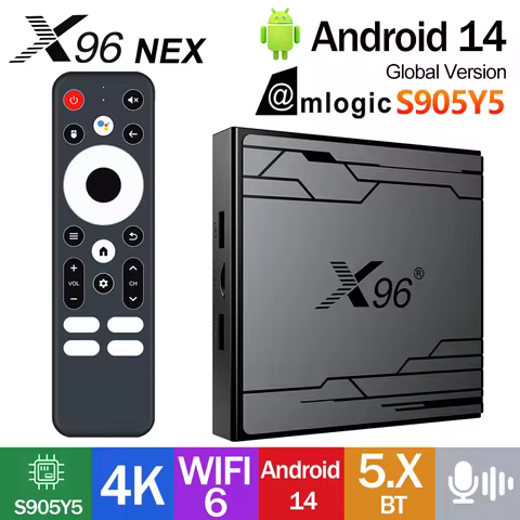 X96 NEX Amlogic S905Y5 Smart TV Box Android 14 HDR 4K HD Set Top Box Wifi6 AV1 Streaming Media Playe