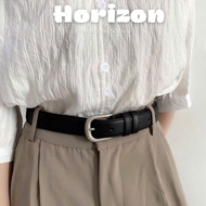 Men's and Women's oval Leather Belt with Silver Face, Perforated Belt Ulzzang Belt 2.3Cm and 2.8CM H