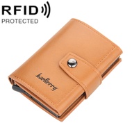 Baellerry หัวเข็มขัดแบบป๊อปอัพอัตโนมัติ,กระเป๋าเก็บบัตรกรอบโลหะอะลูมิเนียมแบบป๊อปอัพ RFID กันขโมยกระเป๋าเงินใส่บัตร