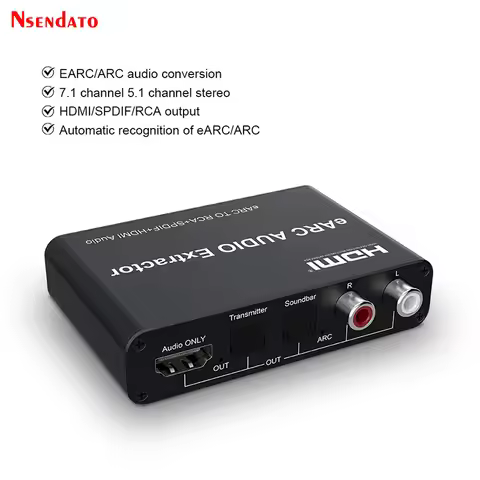 HDMI EARC ARC Audio Extractor 720P HDMI EARC to RCA+SPDIF Splitter Adapter 7.1Ch HDMI Audio SPDIF Co