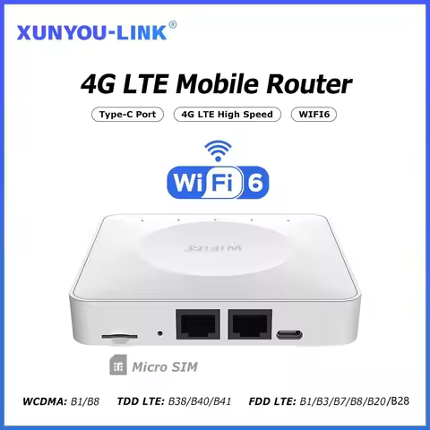 XUNYOU-LINK 4G LTE WiFi Router WiFi 6 300Mpbs 4G Modem Support 32 Device Typc-C Interface Wireless P