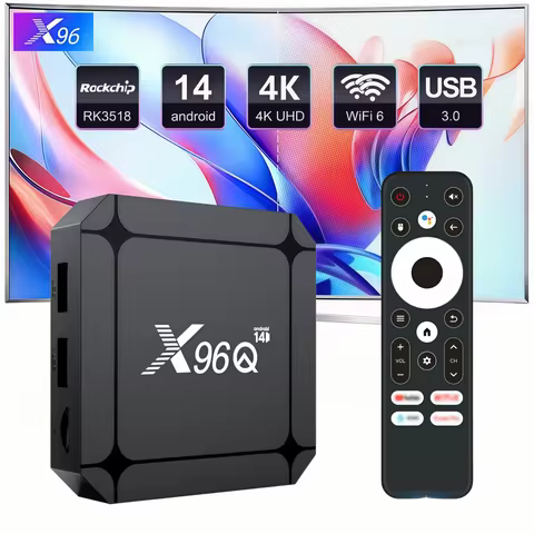 X96Q Android 14.0 TV Box RK3518 Quad Core WiFi 6 Bluetooth 5.0 4K Ultra HD Smart Media Player USB 3.