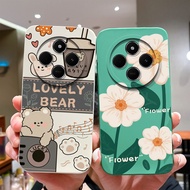 Casing For Xiaomi Redmi 14C 4G Phone Case Square Liquid Cute Flower Soft Silicone Protective Back Co
