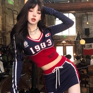 Dopamine American Cheerleading Outfit - Stylish Early Autumn Top & Skirt Set