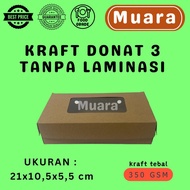 Kraft Donut Box Contains 3 Without Lamination Size 21x10.5x5.5Cm Cardboard Box/ Cardboard Box Donut 
