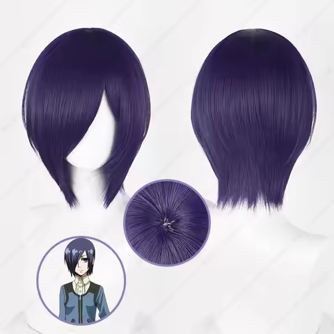Touka Kirishima Wig Cosplay Wig Toka Kirishima 30cm Dark Purple Short Hair Heat Resistant Synthetic 
