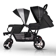 Twin Portable Foldable Front and Back Seat Lying Double Baby Children's Stroller