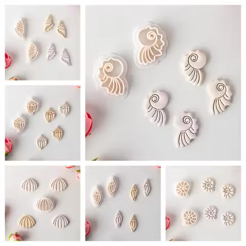 Ocean Sea Polymer Clay Cutters Summer Beach Earring Embosser Cutter Shell Conch Fish Tail Shape Earr